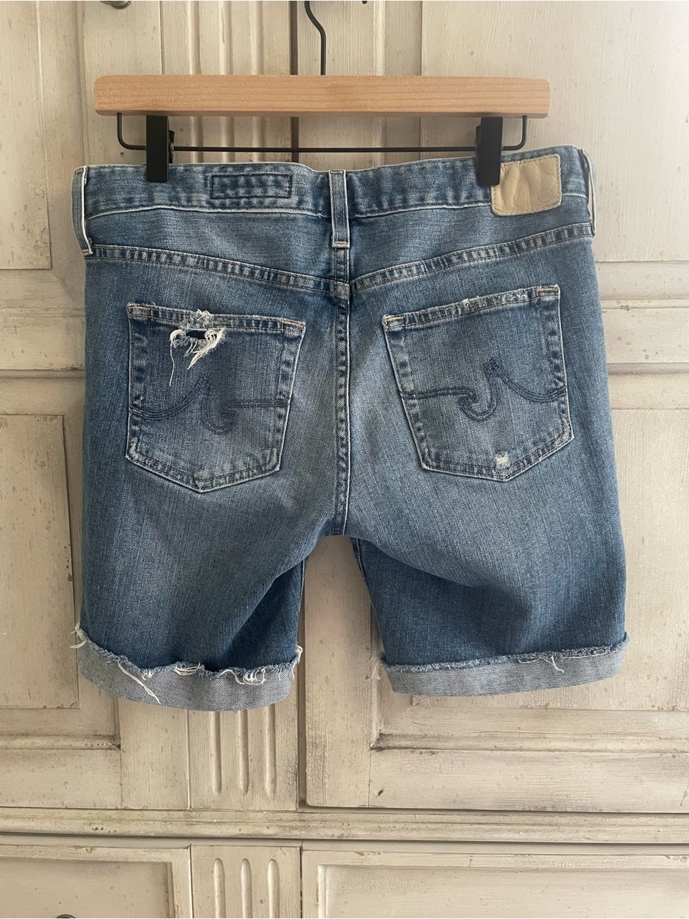AG Adriano Goldschmied Nikki Short Light Blue Distressed Rolled Cuff Jean Shorts - Picture 8 of 14
